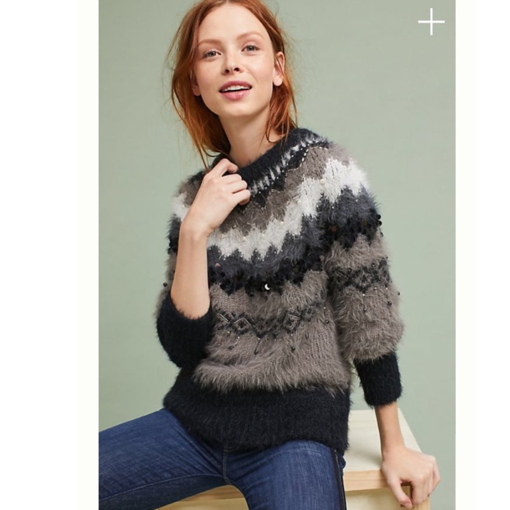 NWT Anthropologie Fair Isle Bubble-Sleeve Pullover